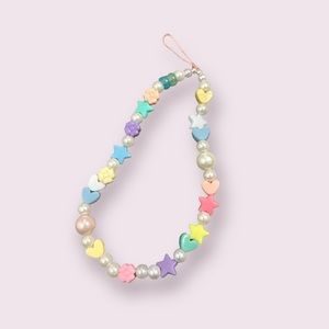 Faux Pearl Star Heart, & Flower Beaded Phone Strap